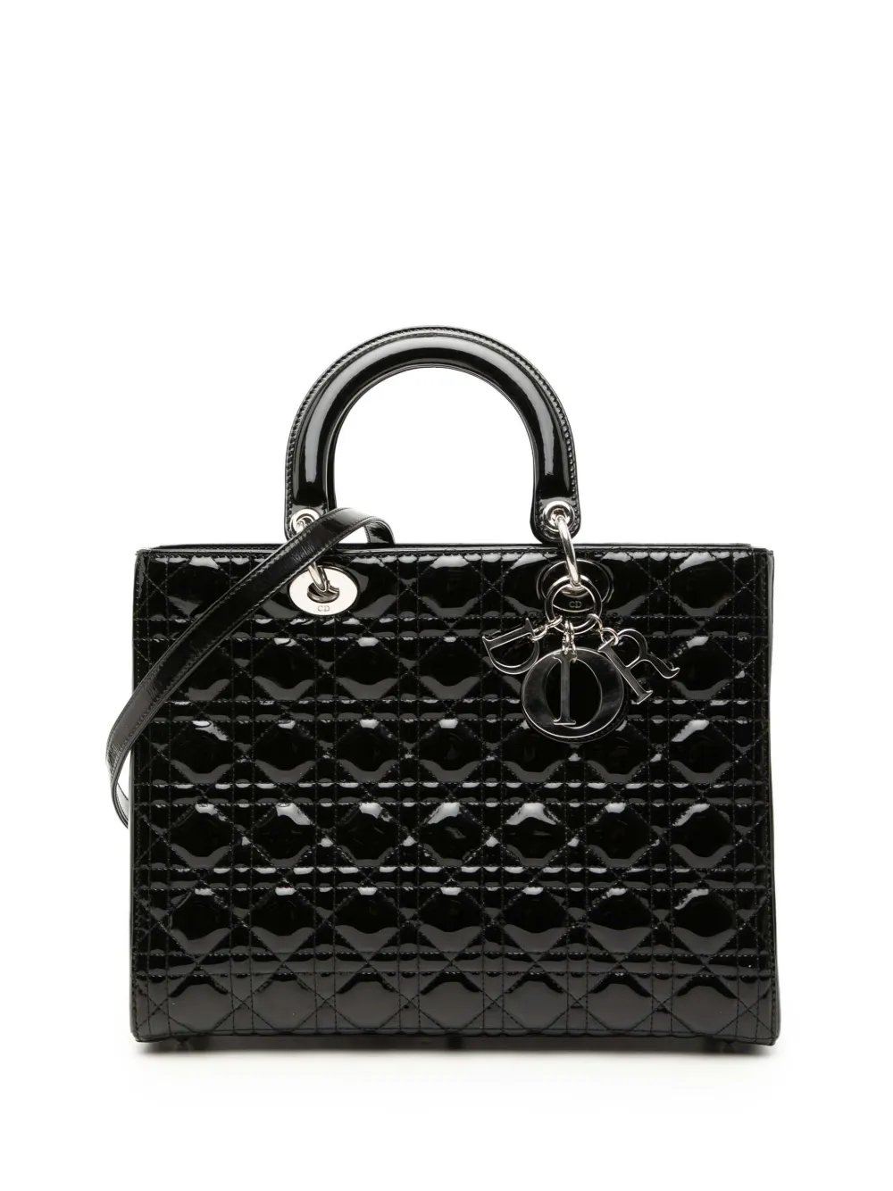 Christian Dior Pre-Owned 2013 Large Patent Cannage Lady Dior satchel - Schwarz