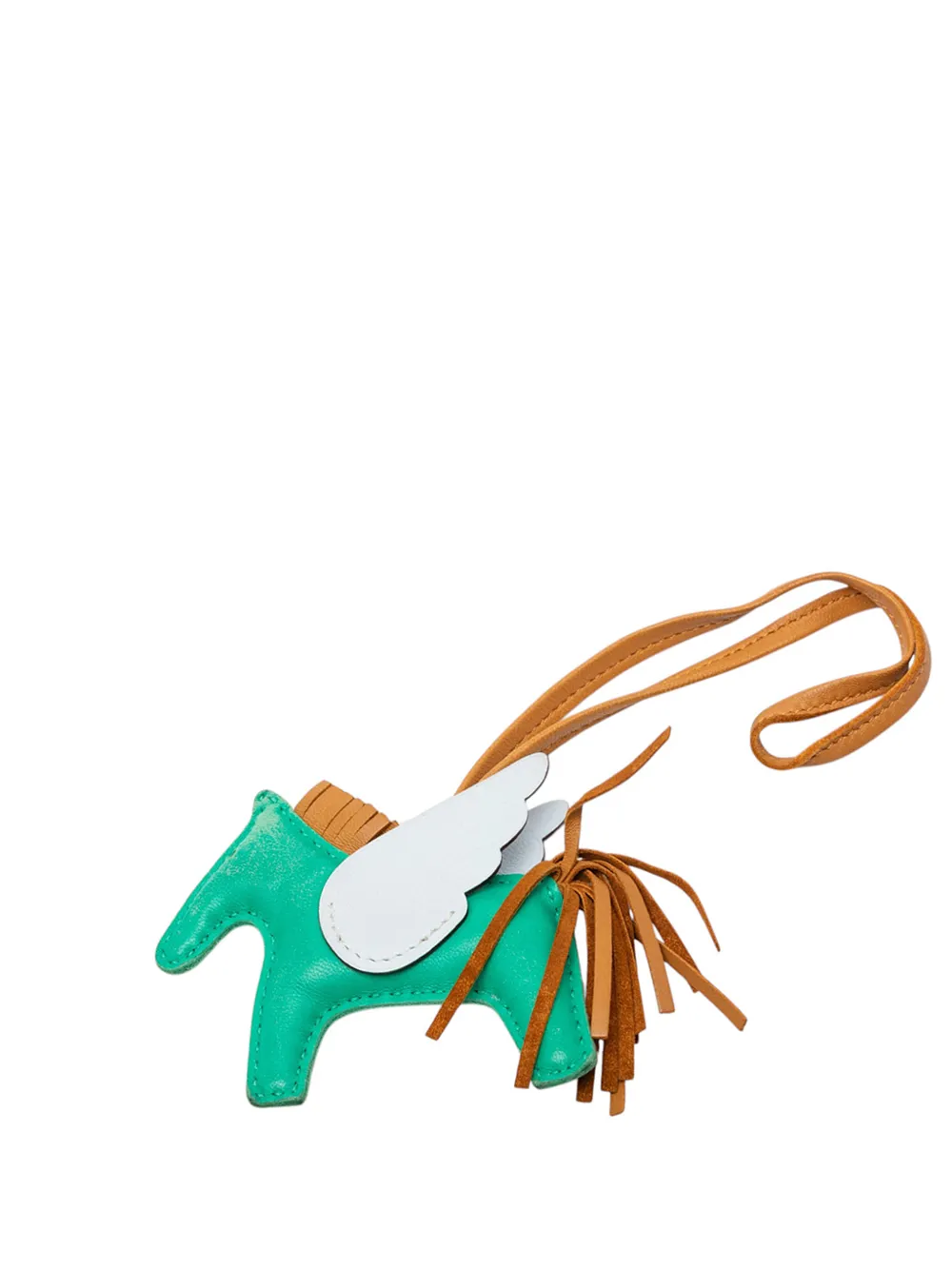 Pre-owned Hermes 2022 Milo Lambskin And Swift Grigri Rodeo Pegase Bag Charm Pm Key Chain In Green