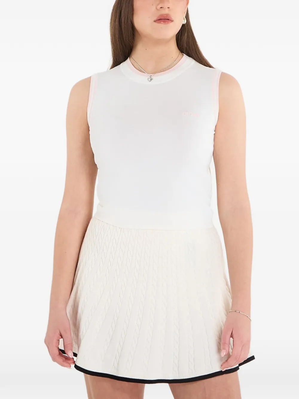 GUESS USA contrast-trim ribbed tank top - Bianco