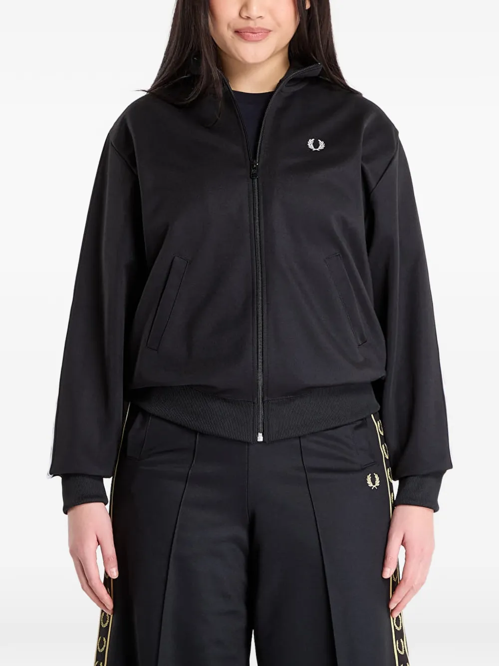 Fred Perry embroidered-logo zip-up sweatshirt - Schwarz