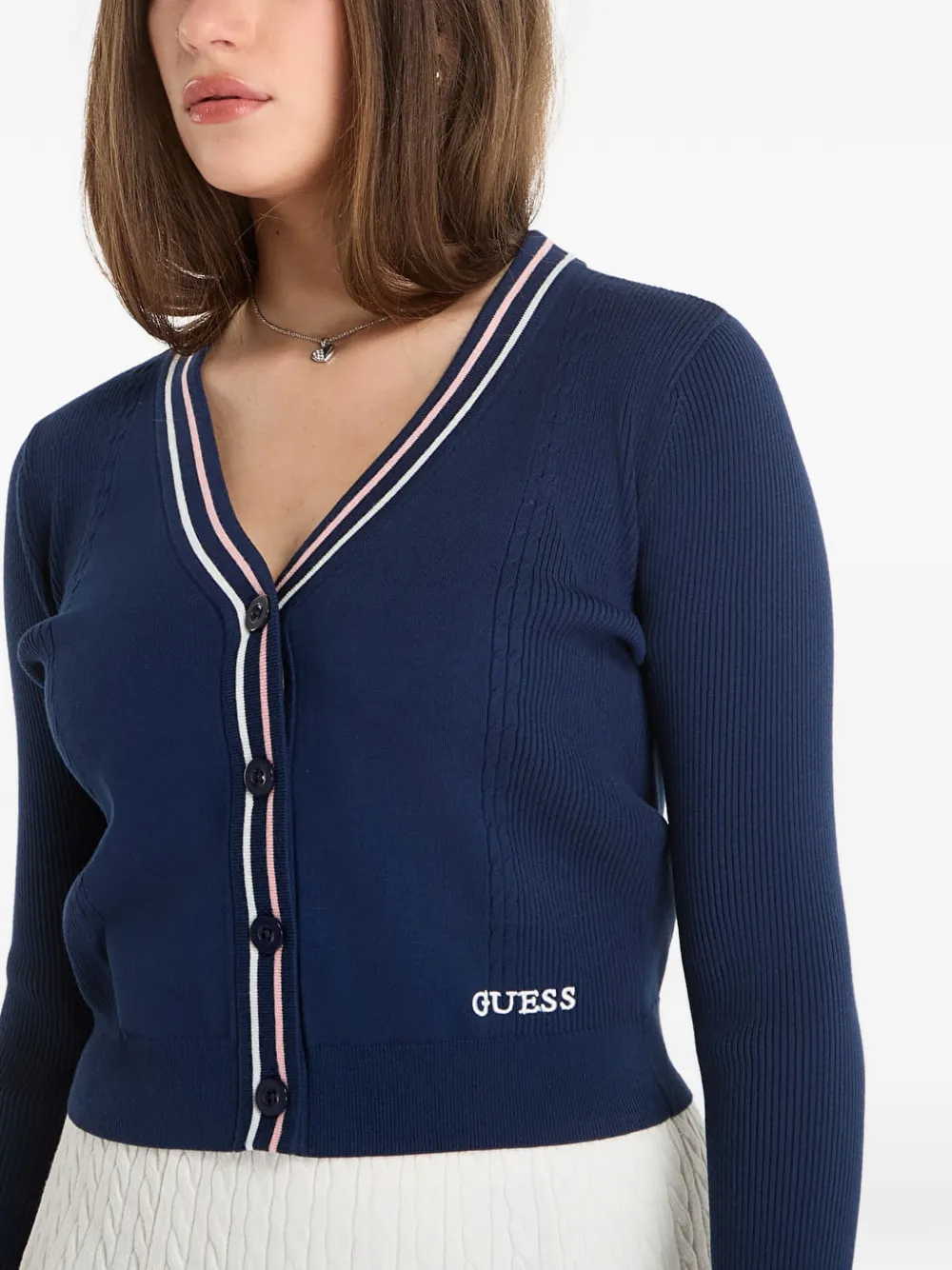 GUESS USA Vest met gestreepte afwerking Blauw