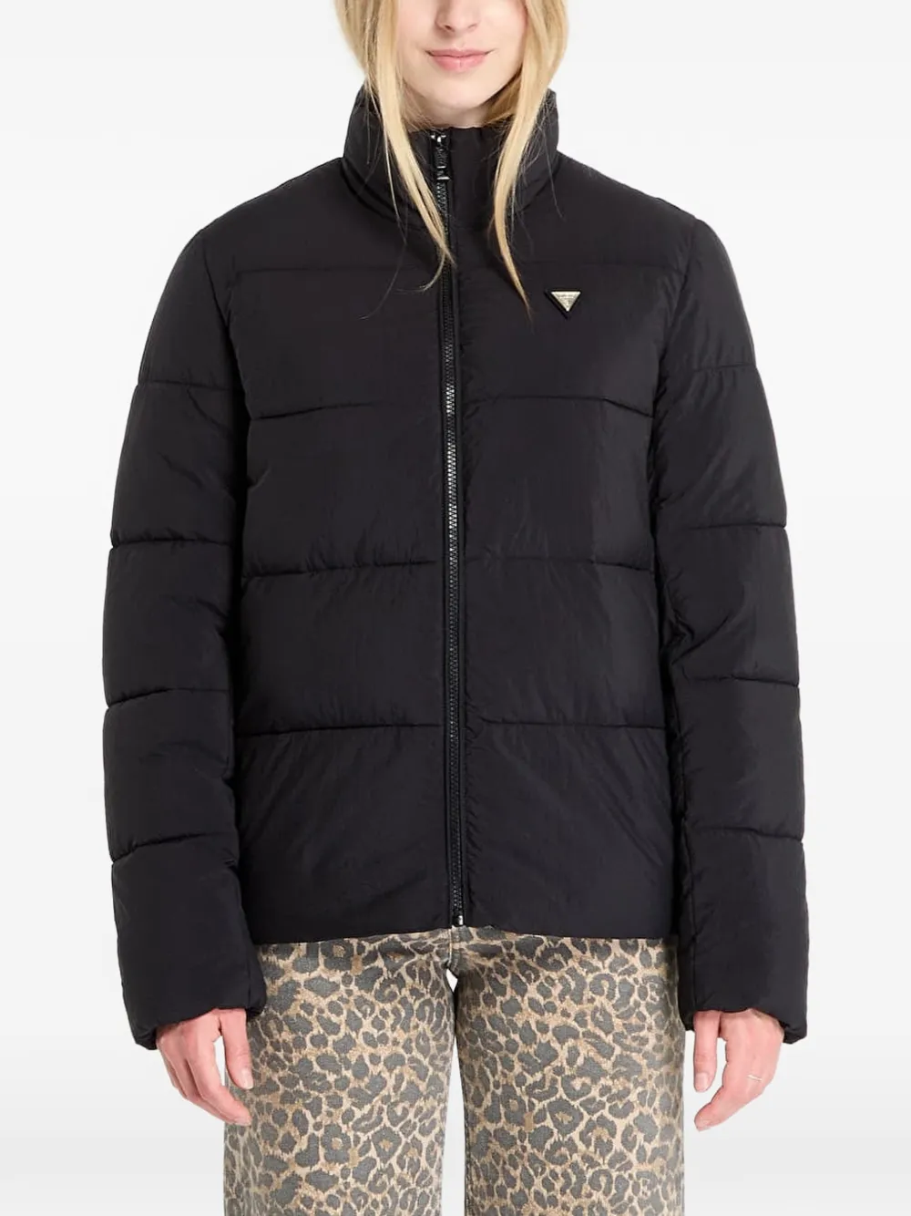 GUESS USA Piumino trapuntato con placca logo - Nero