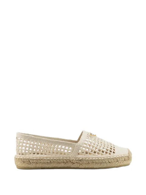 Prada crochet-knit logo-plaque espadrilles