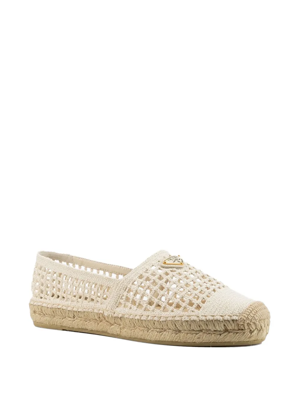 Prada Gehaakte espadrilles met logoplakkaat Beige