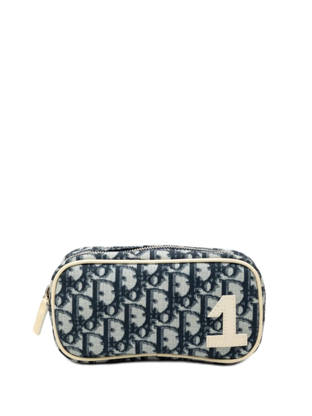 Pre-owned Dior 2002 Issimo Trotter Coated Canvas Cosmetic Pouch In Blue