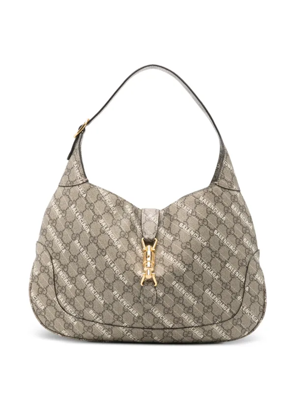 Gucci Pre-owned X Balenciaga the Hacker Project GG Supreme Jackie 1961 Shoulder Bag in Neutrals