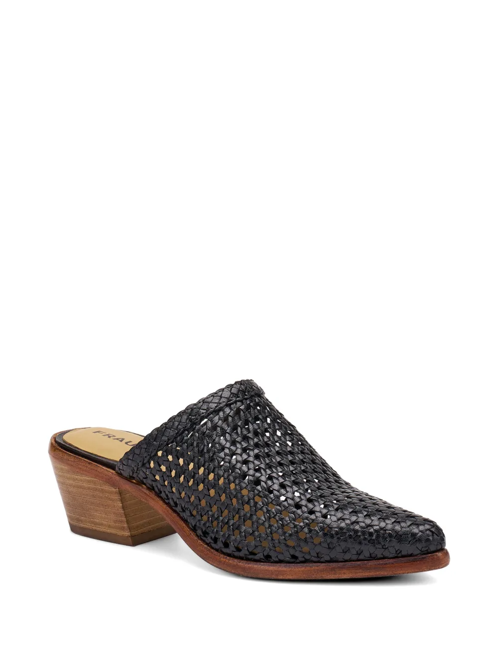FRAU hand-woven leather mules Zwart
