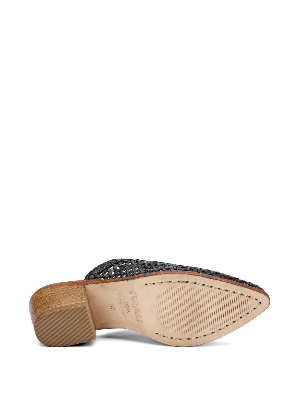 FRAU hand-woven leather mules Zwart