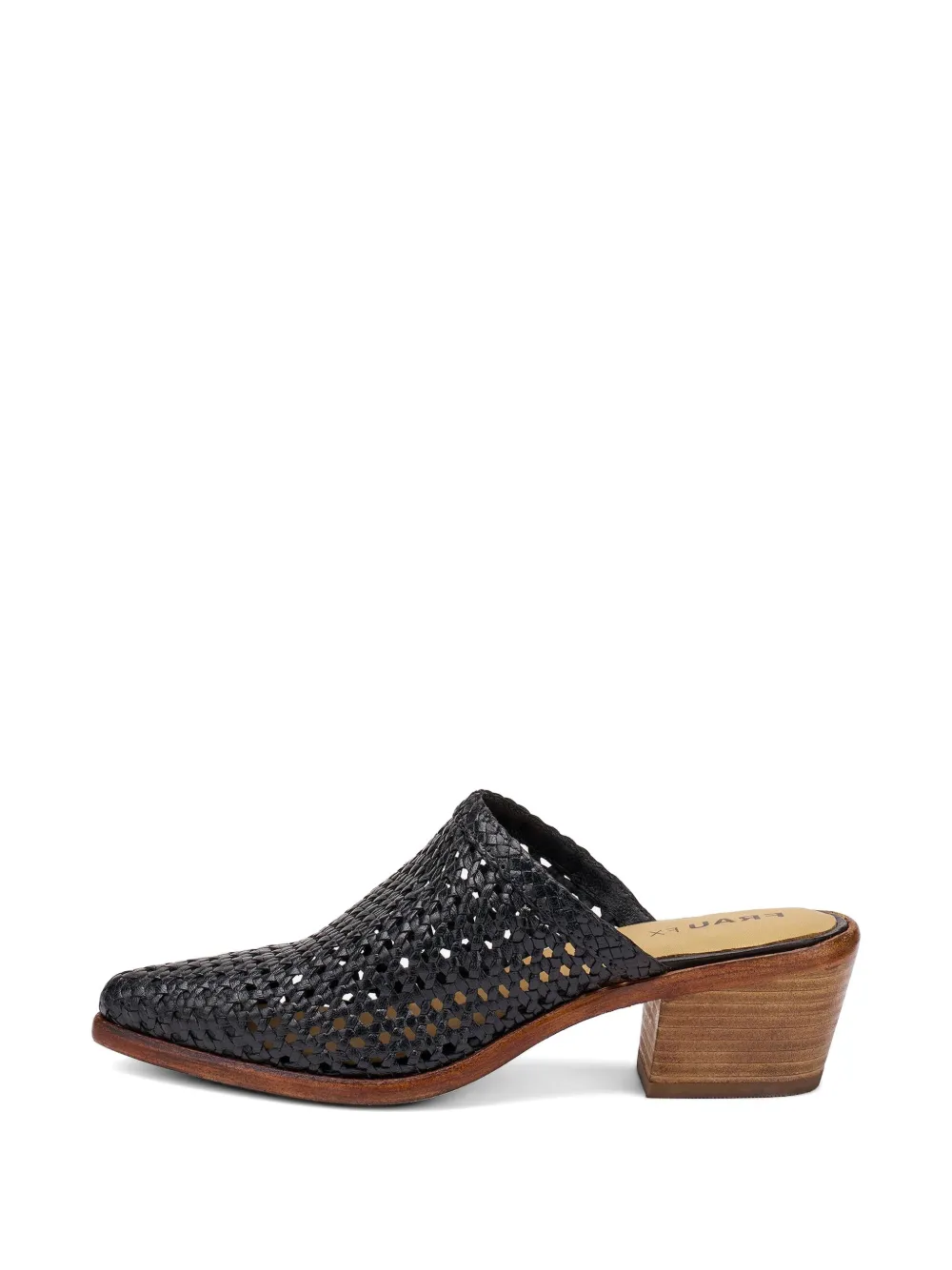 FRAU hand-woven leather mules Zwart