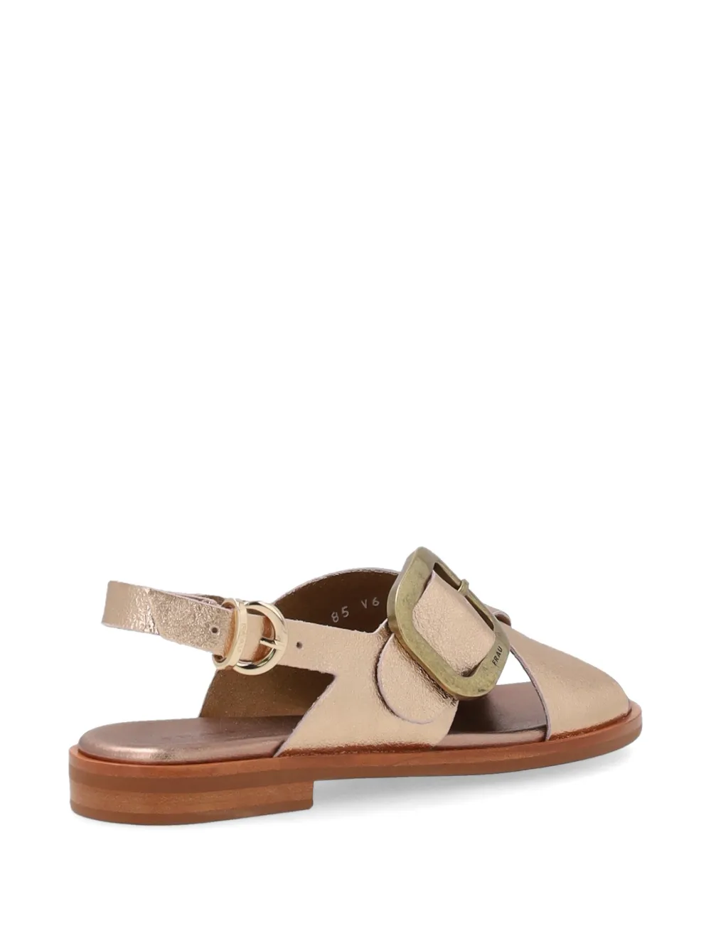 FRAU buckled laminated-finish sandals Beige
