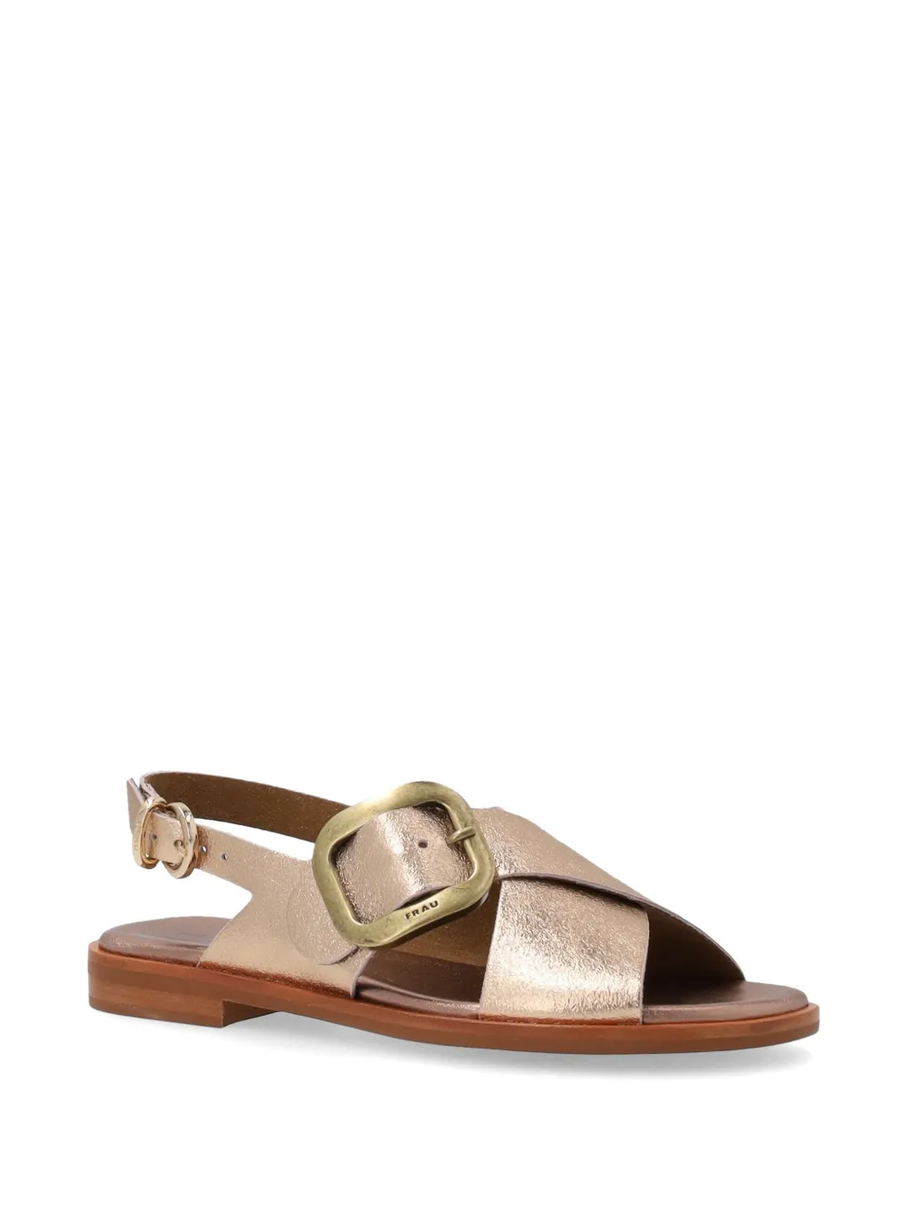 FRAU buckled laminated-finish sandals Beige