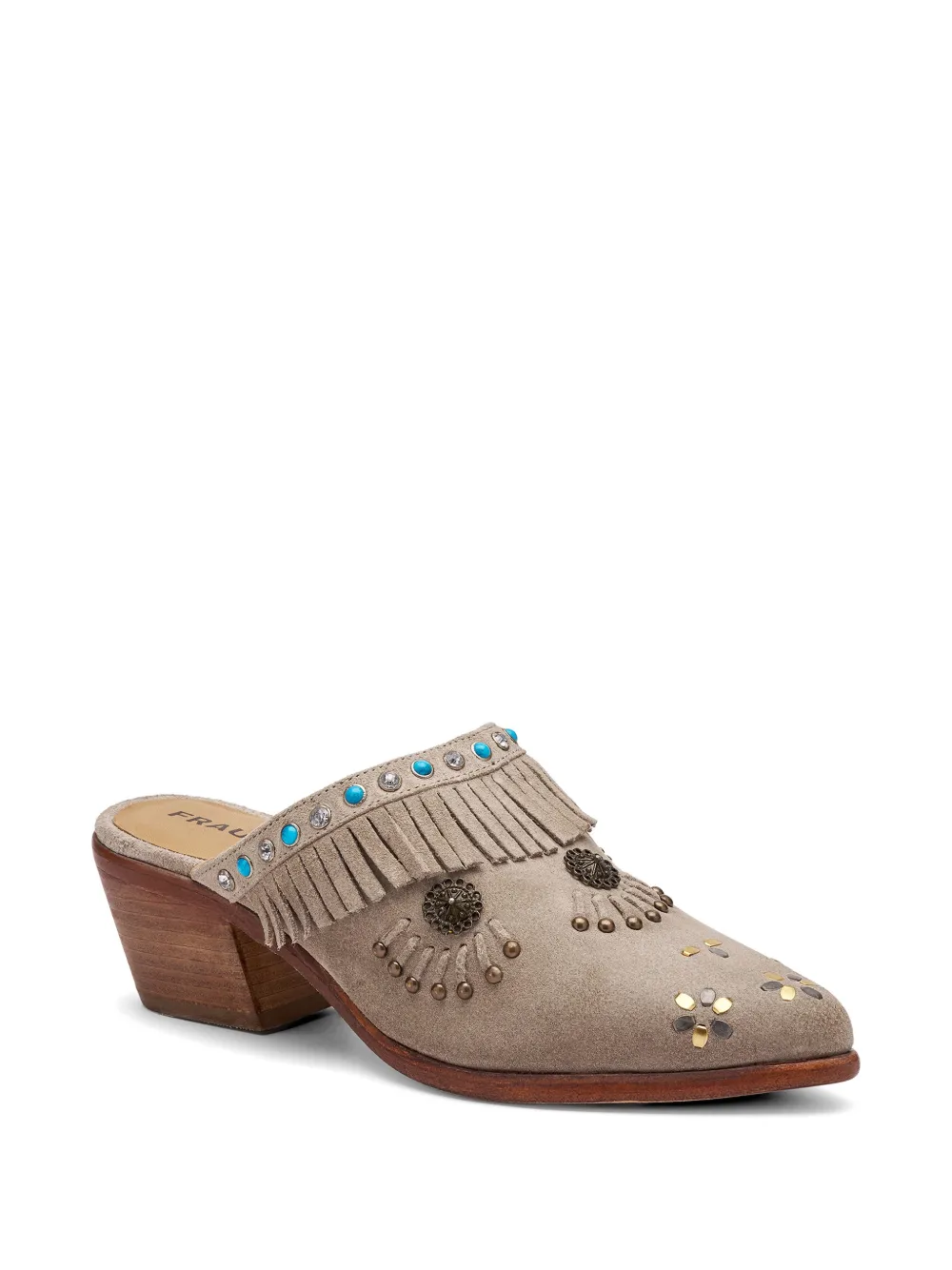 FRAU fringed stud-embellished mules Beige