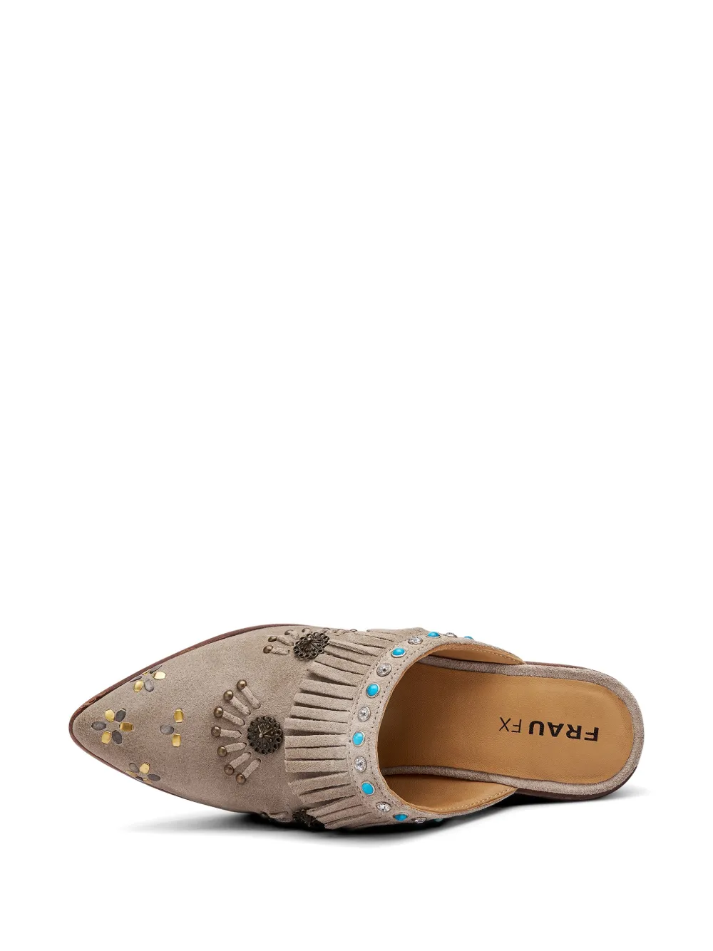 FRAU fringed stud-embellished mules Beige