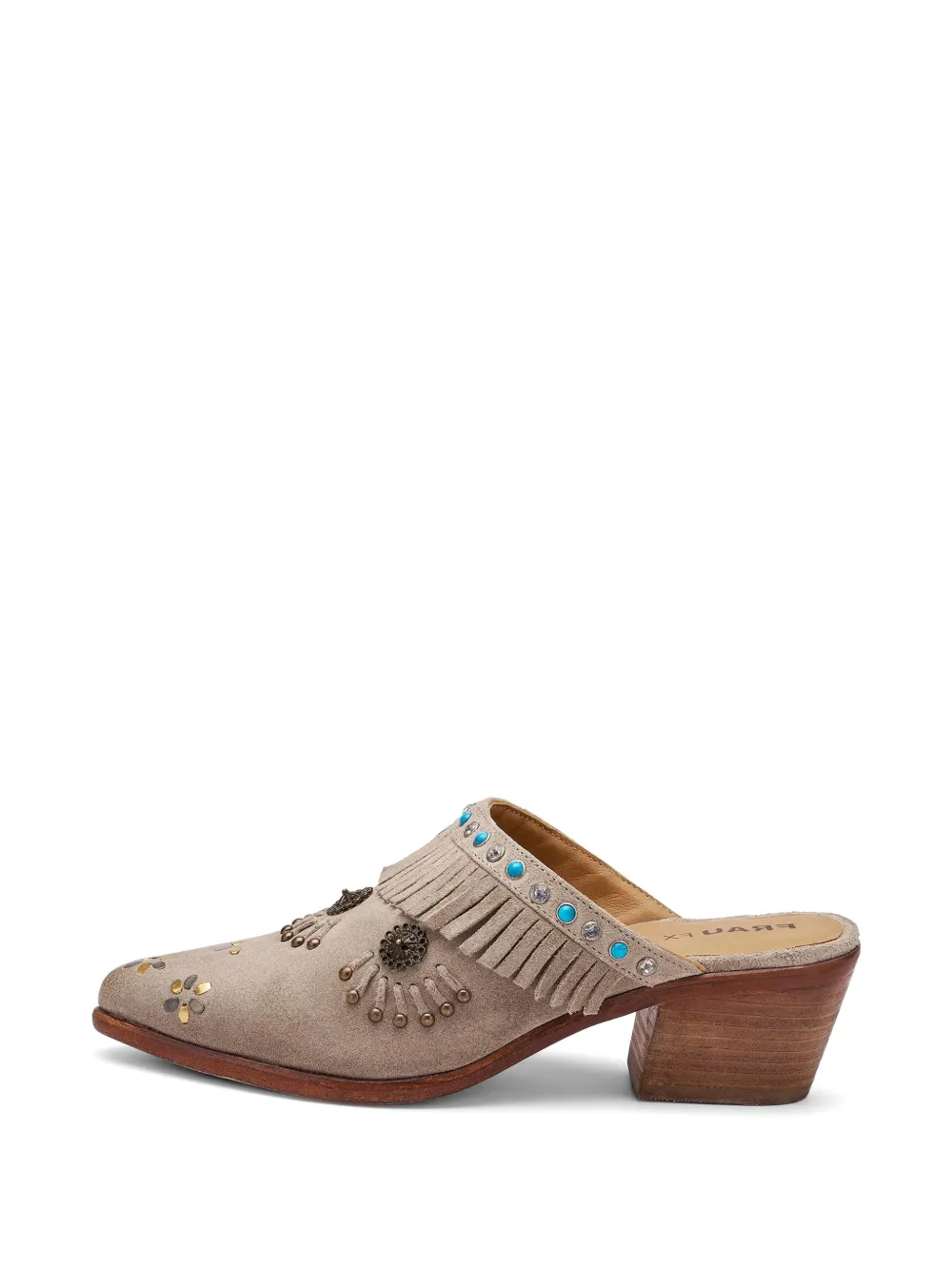 FRAU fringed stud-embellished mules Beige
