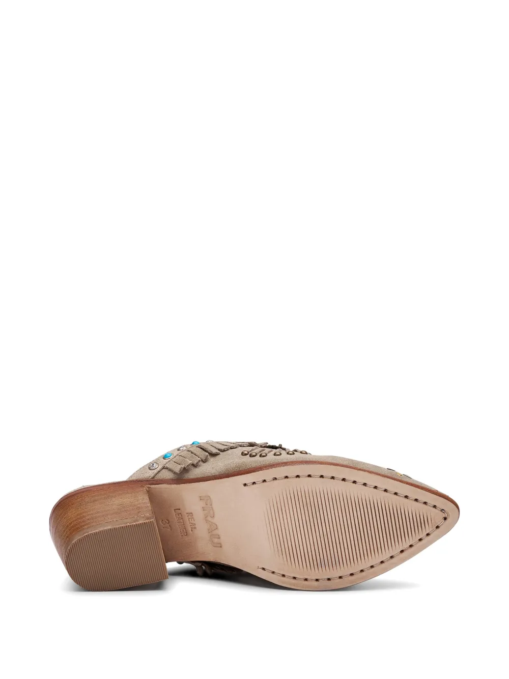 FRAU fringed stud-embellished mules Beige