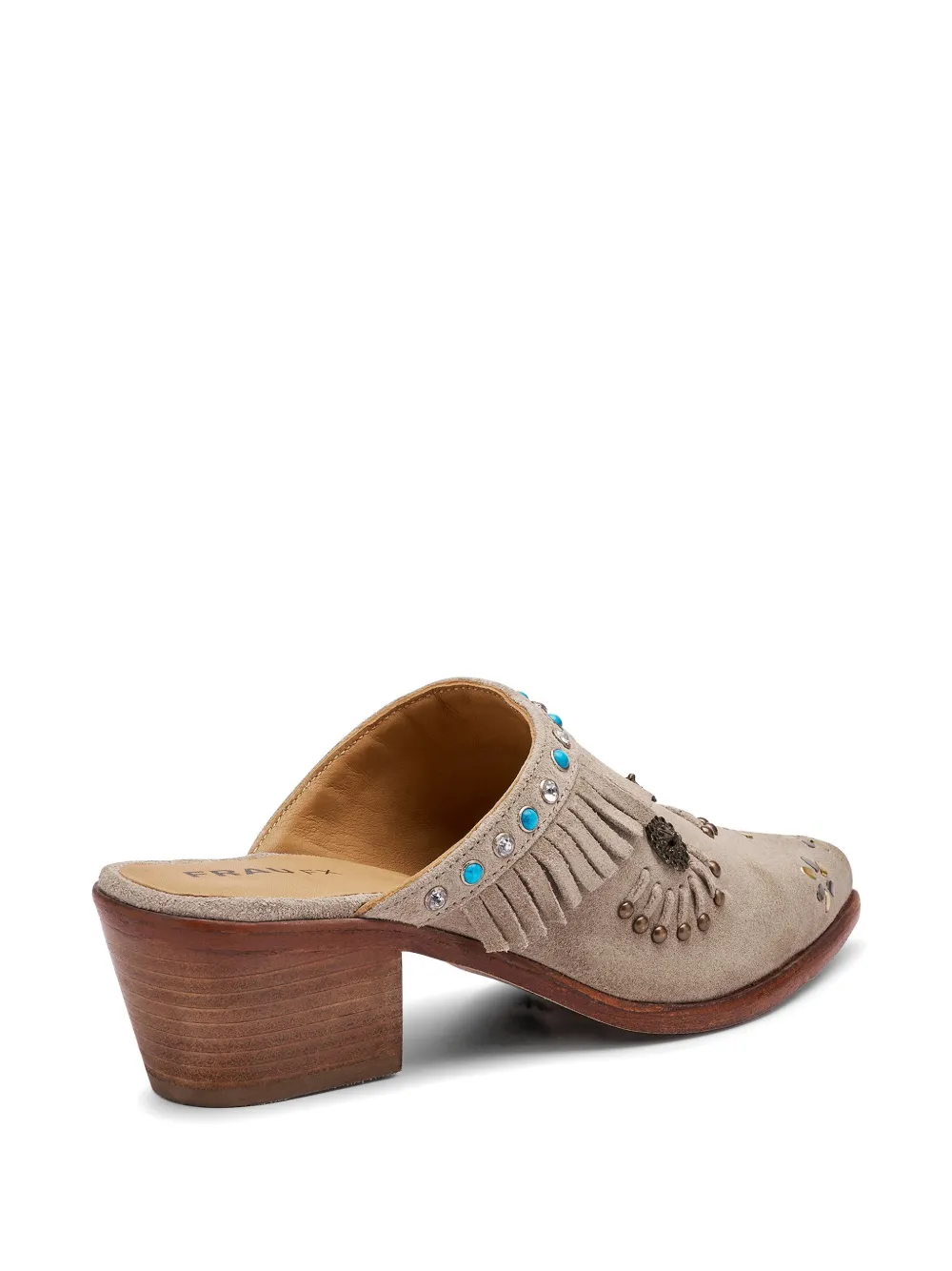 FRAU fringed stud-embellished mules Beige
