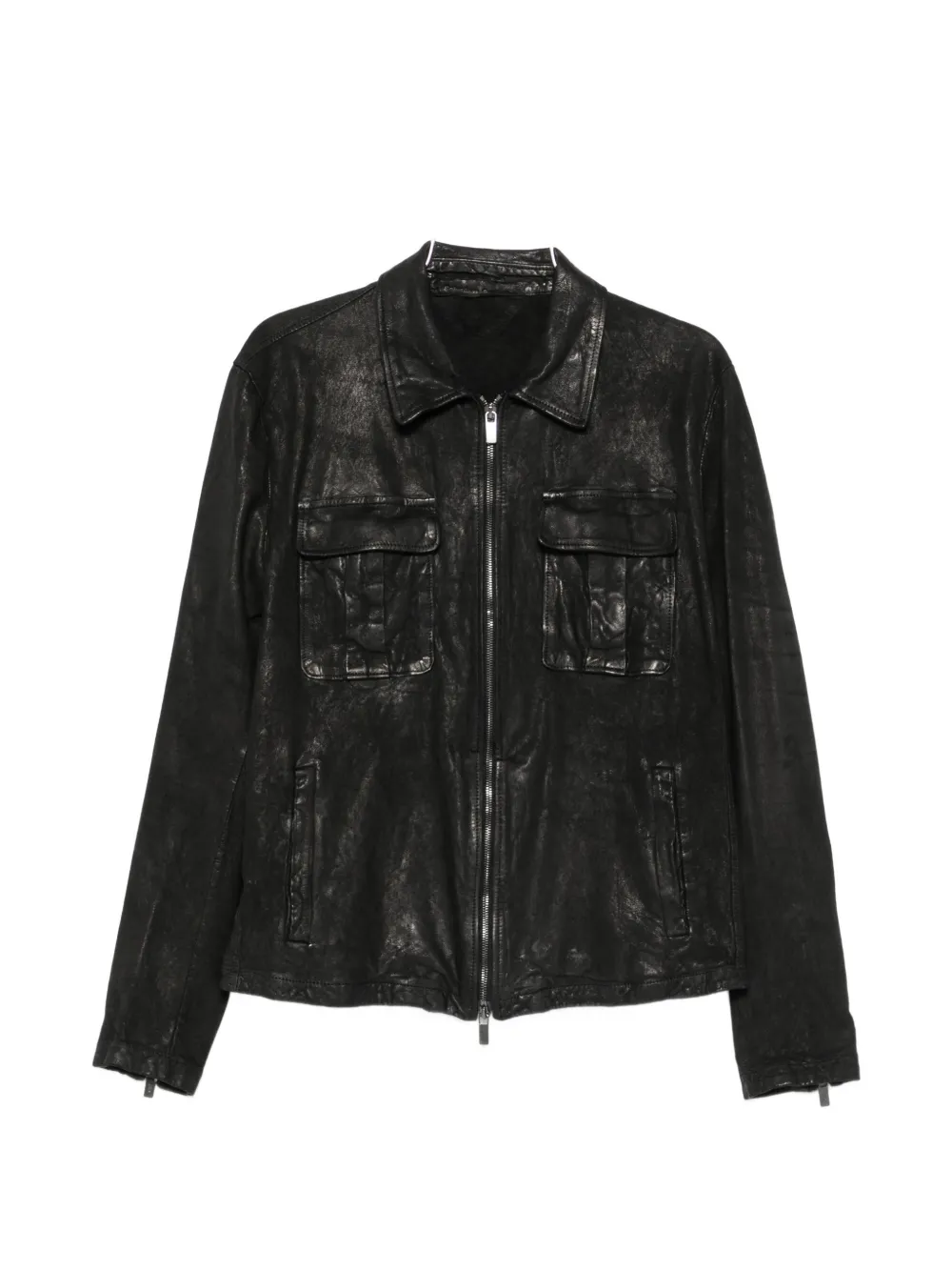 Salvatore Santoro crinkled-finish zip-up jacket - Nero