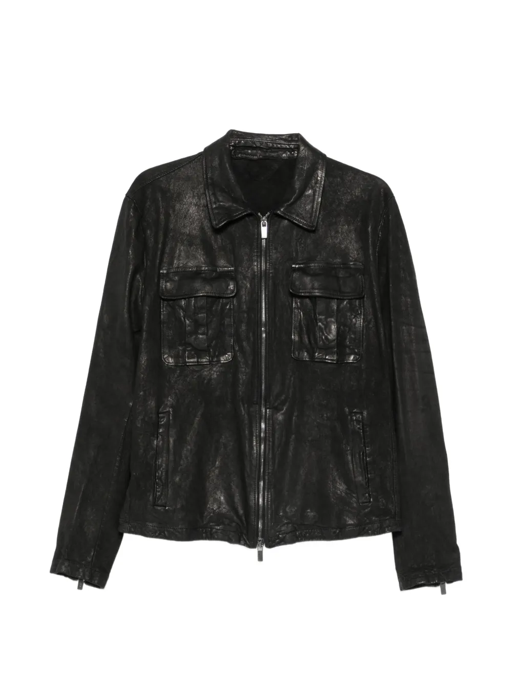 Salvatore Santoro crinkled-finish zip-up jacket - Nero