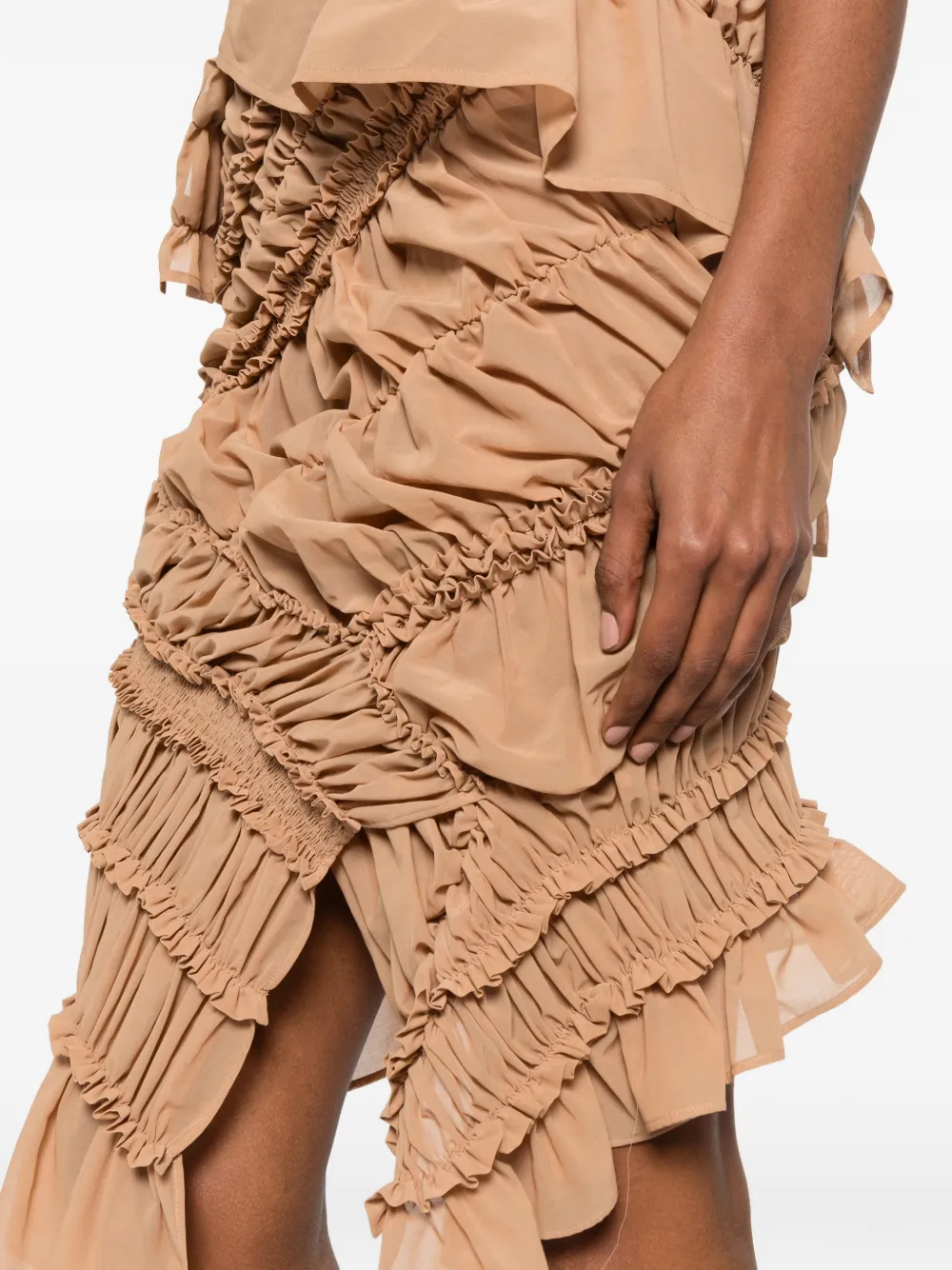 Magda Butrym Midi-rok verfraaid met ruches Beige