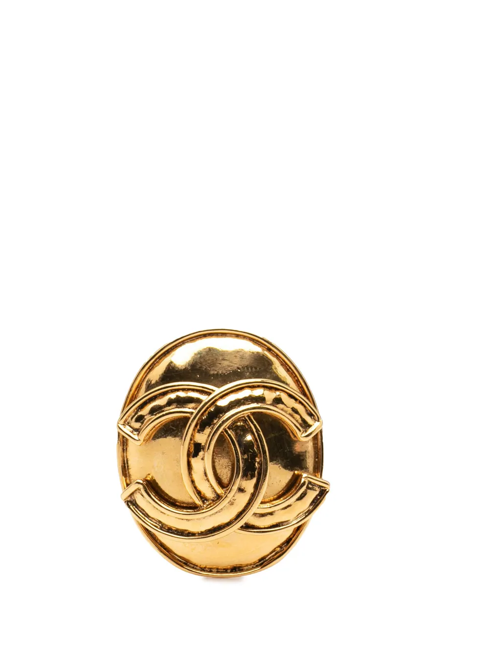 CHANEL Pre-Owned 1994 Gold Plated CC Oval Pin Brooch costume brooch