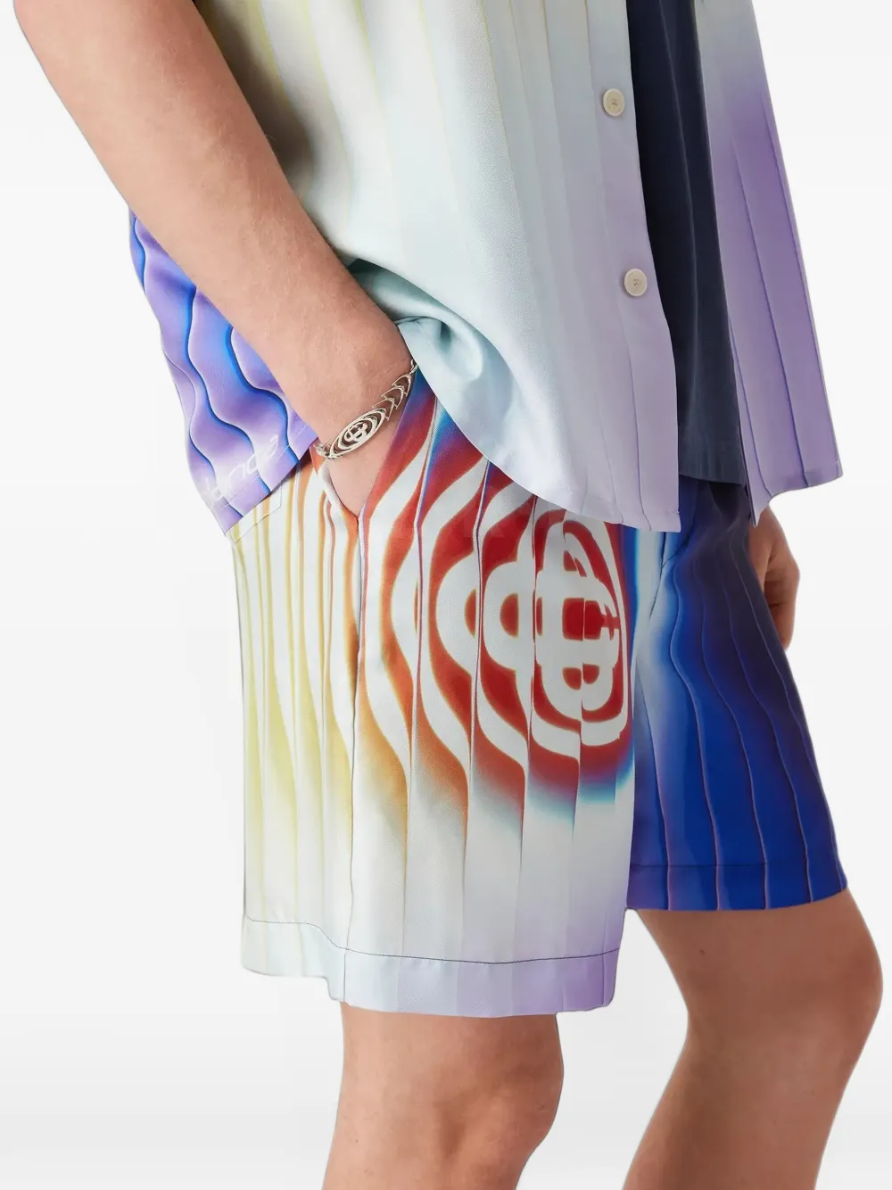 Casablanca Shockwave zijden shorts Blauw