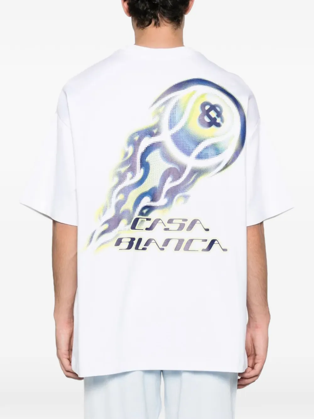 Casablanca Flaming Tennis Ball T-shirt met grafische print Wit