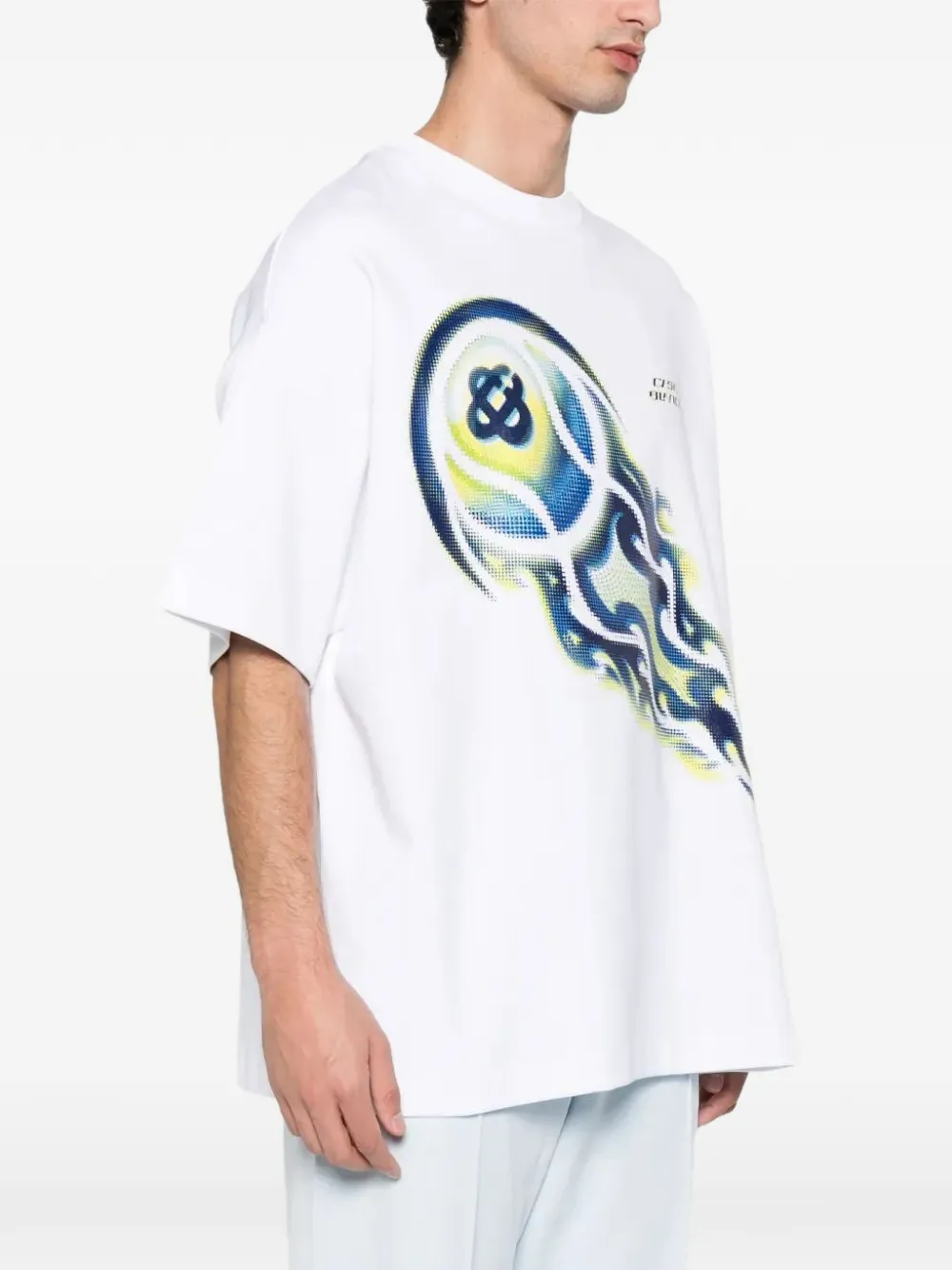 Casablanca Flaming Tennis Ball T-shirt met grafische print Wit