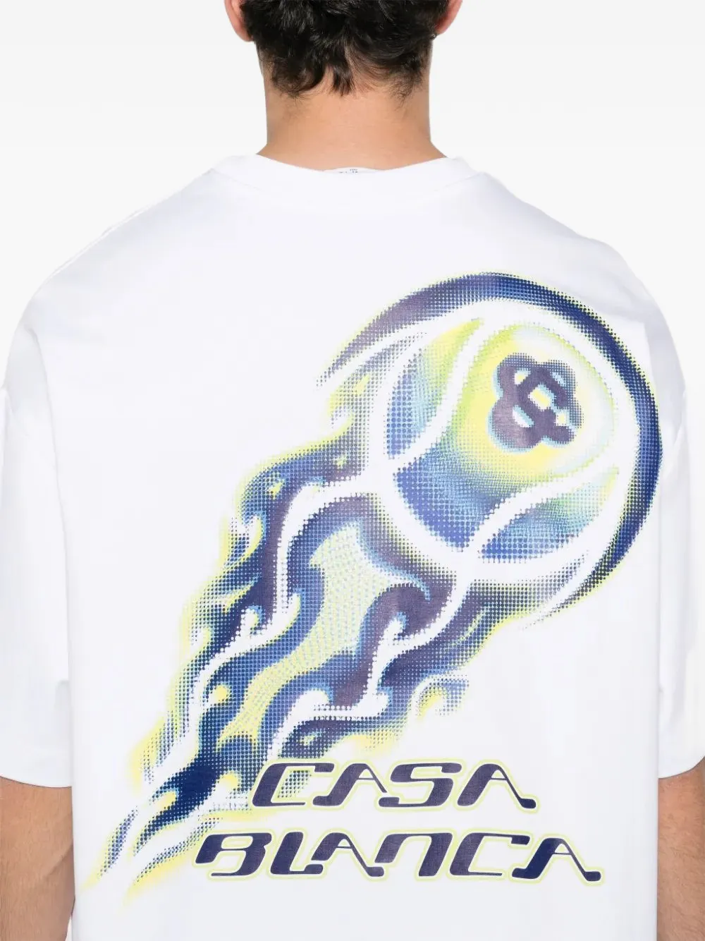 Casablanca Flaming Tennis Ball T-shirt met grafische print Wit