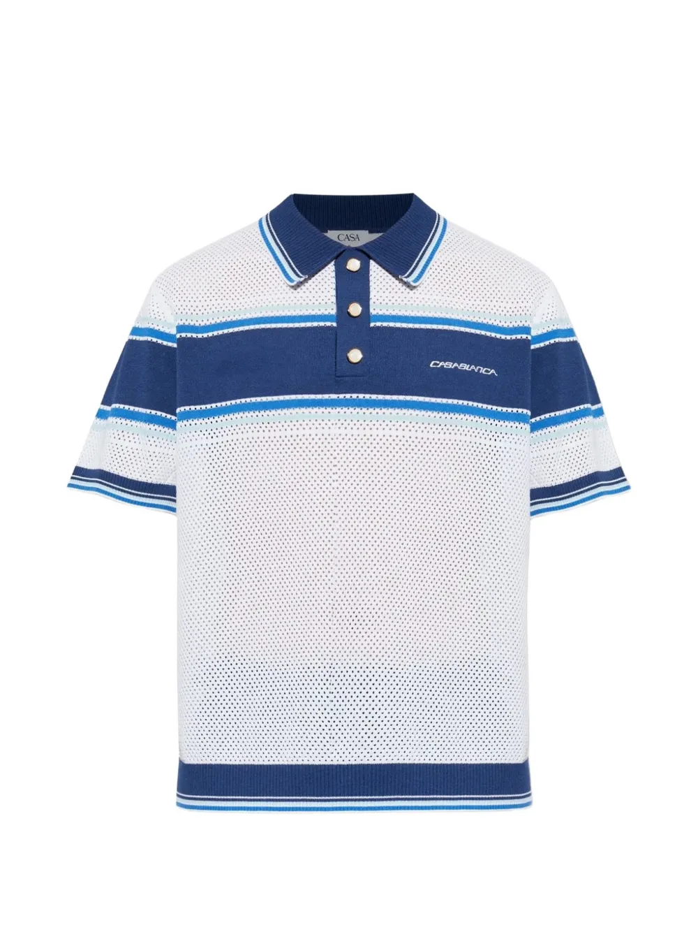 Casablanca open-knit striped polo shirt - Weiß