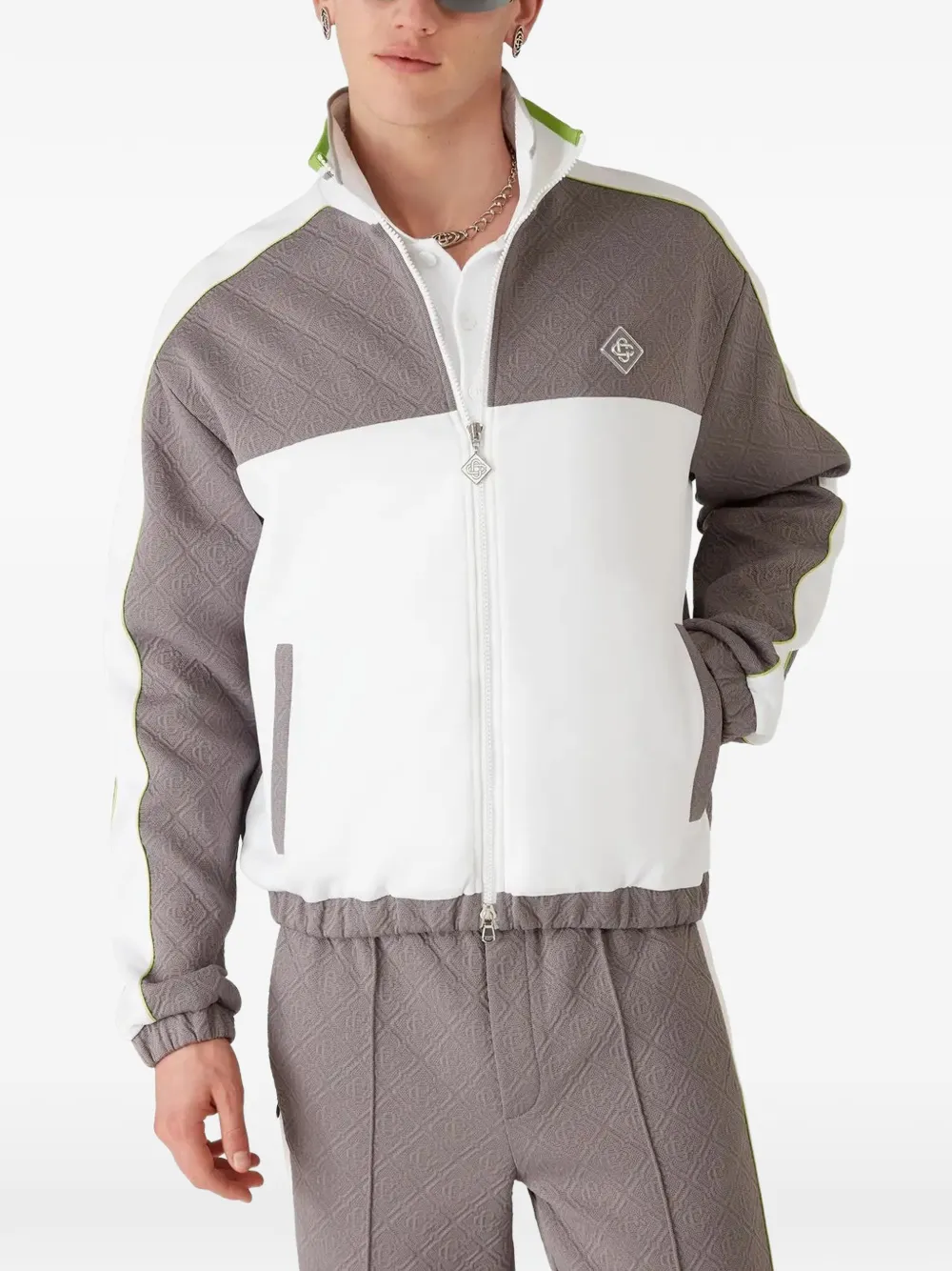 Casablanca Sweater met jacquard en ritsvlakken Grijs