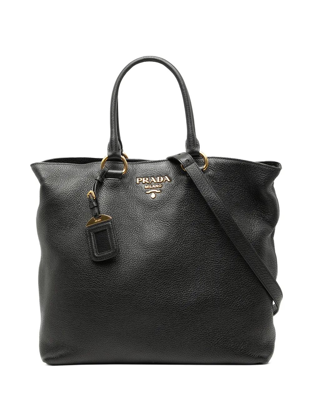Prada Pre-Owned 2010-2026 Vitello Phenix Open Convertible Tote satchel - Nero