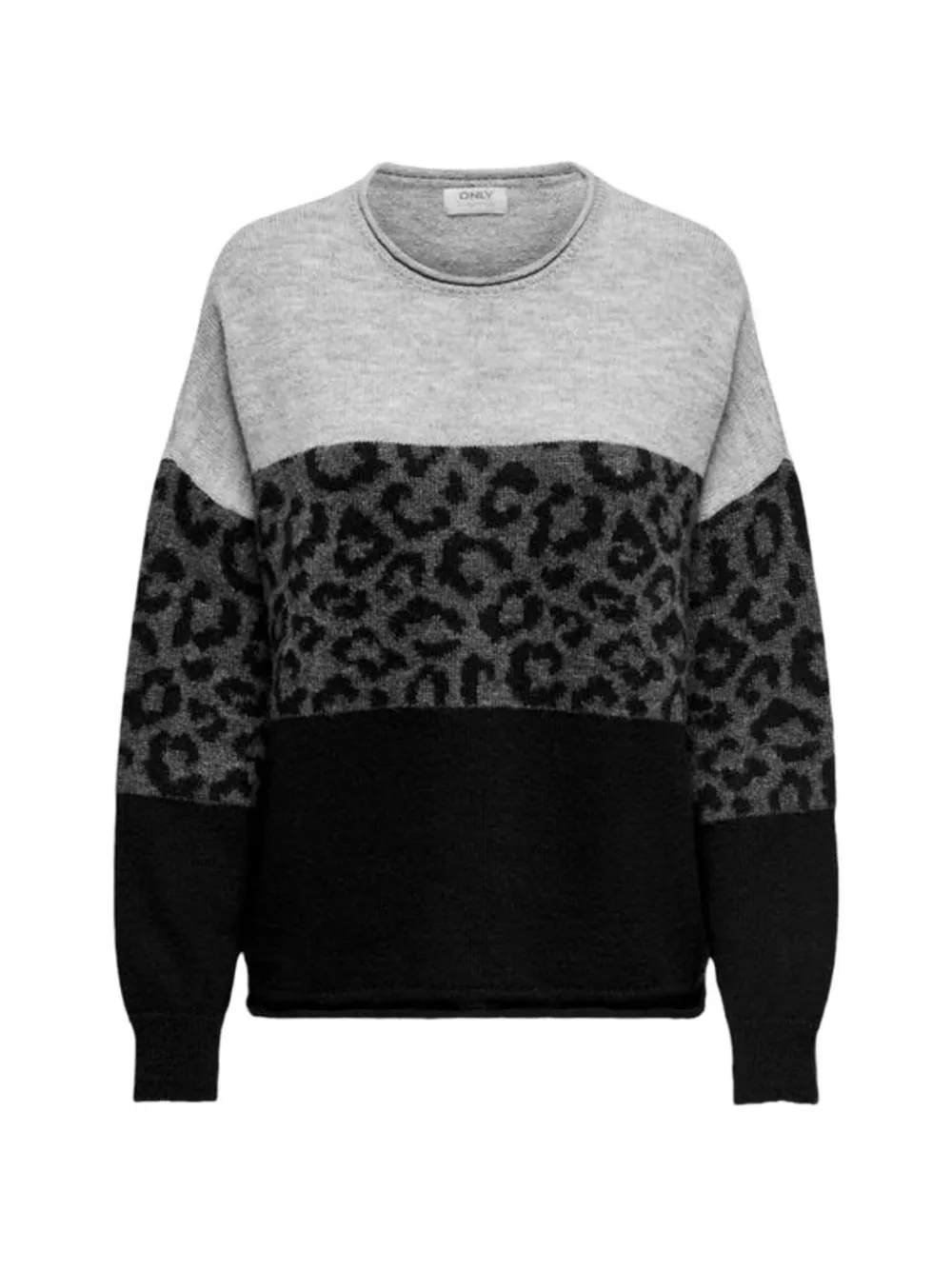 Only Onljade Leopard-print Colour-block Jumper In Multi