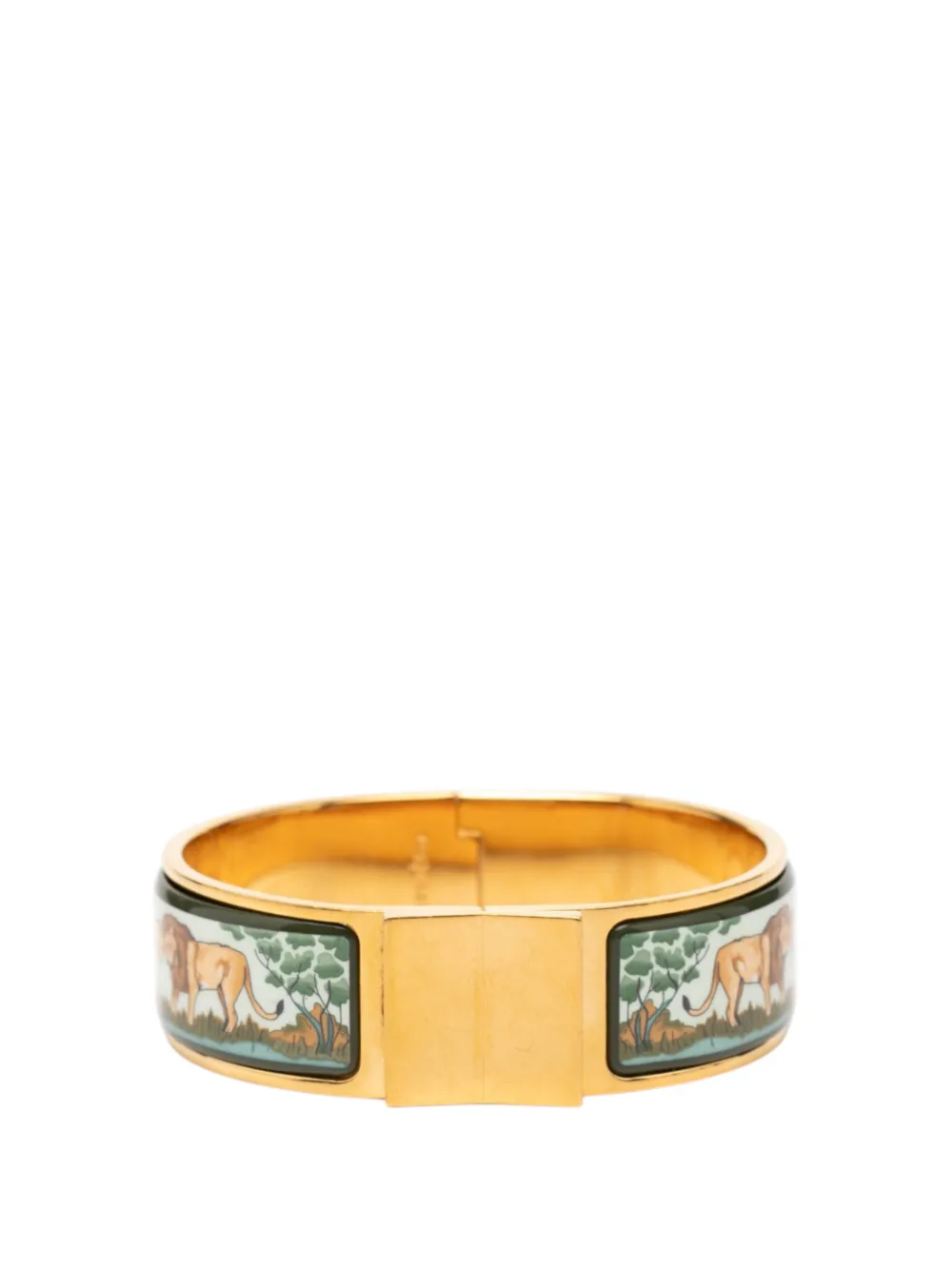 Hermès Pre-Owned 2000-2020 Wide Enamel Safari Loquet Bracelet PM costume bracelet - White