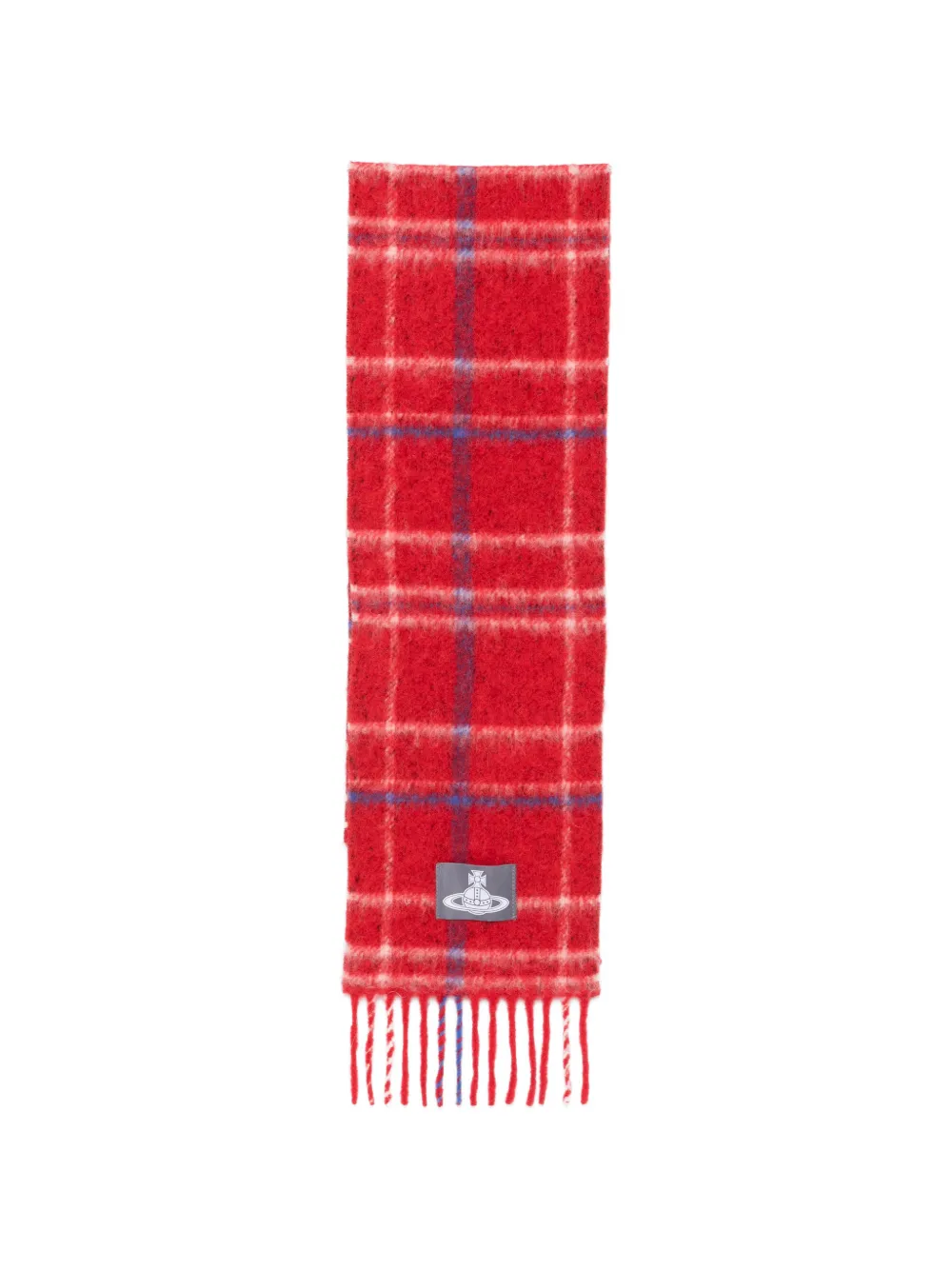 Vivienne Westwood tartan-check fringed scarf - Rosso
