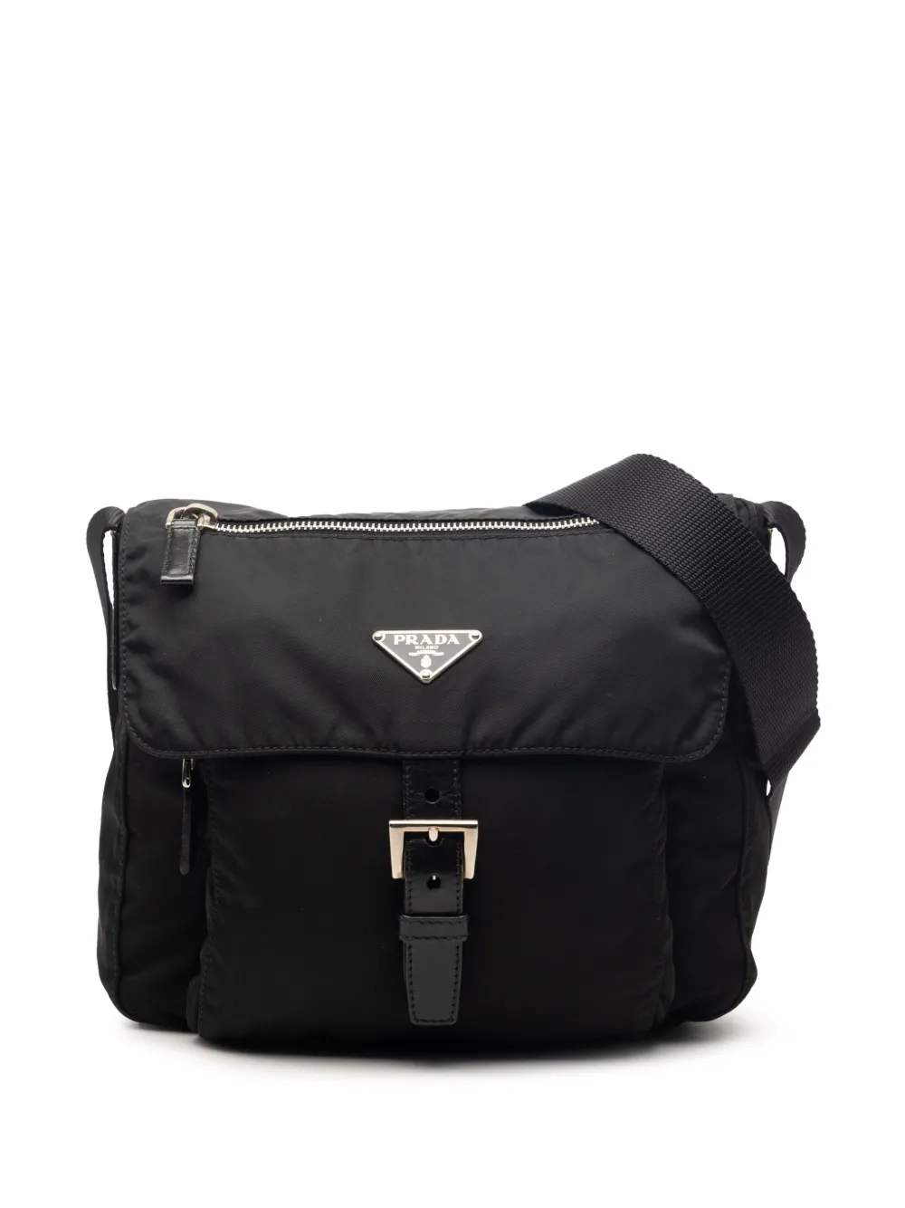 Prada Pre-Owned 2013-2026 Tessuto Zip Buckle Messenger Bag crossbody bag - Nero
