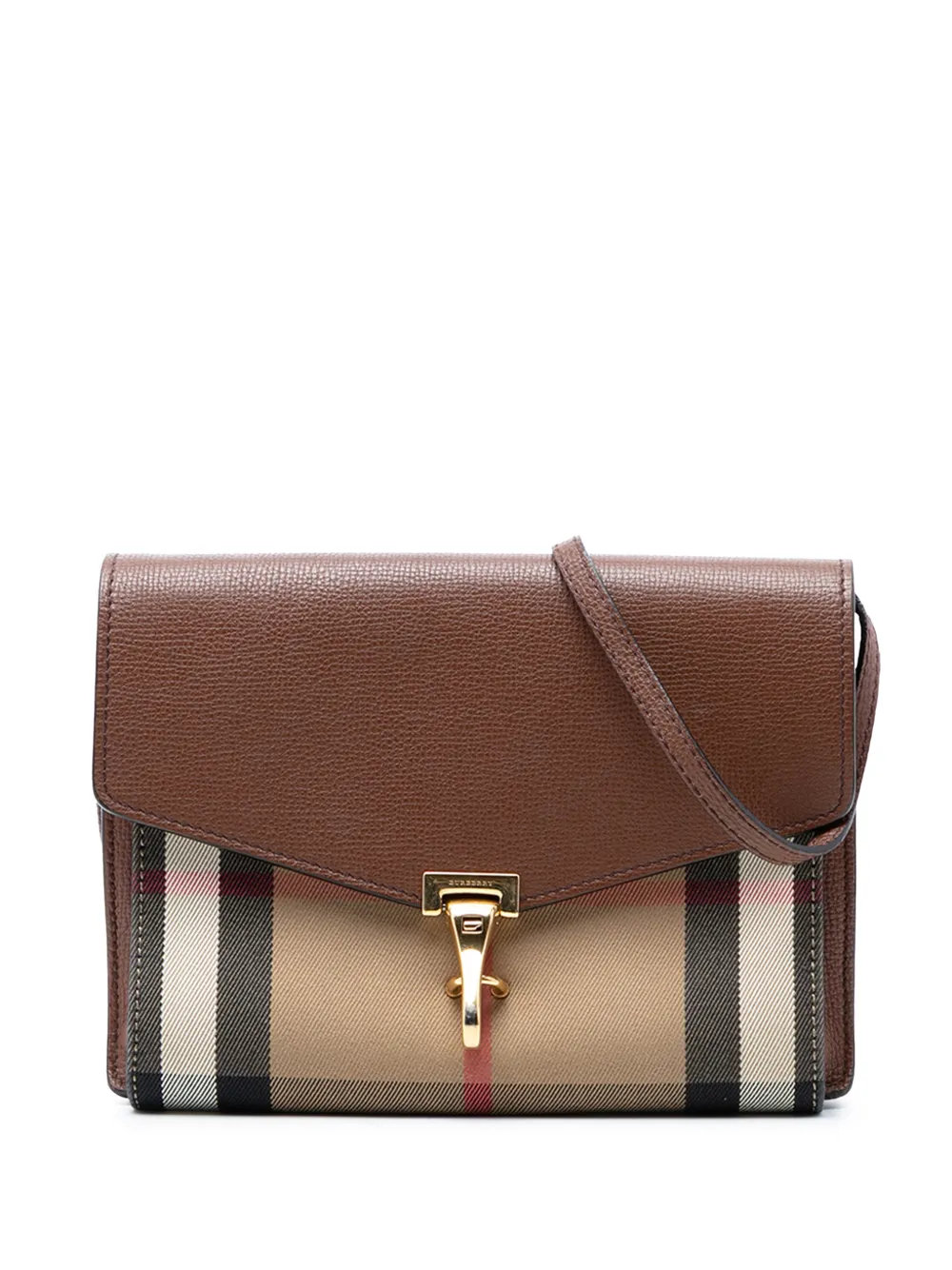 Burberry Pre-Owned 2000-2017 Small Leather and House Check Canvas Derby Macken crossbody bag - Marrone