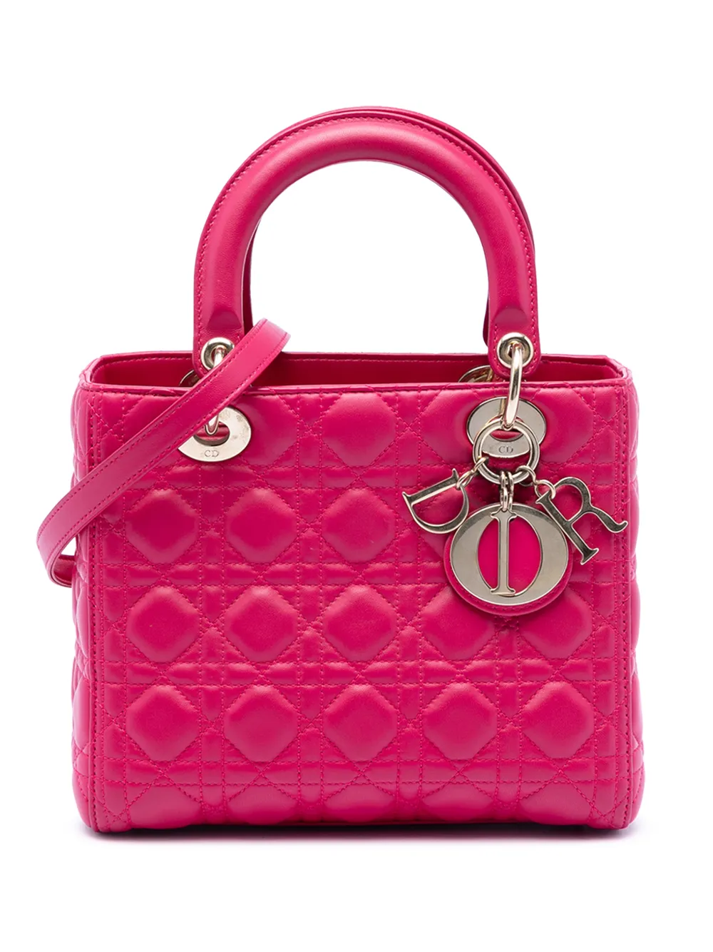 Christian Dior Pre-Owned 2014 Medium Lambskin Cannage Lady Dior satchel - Rosa