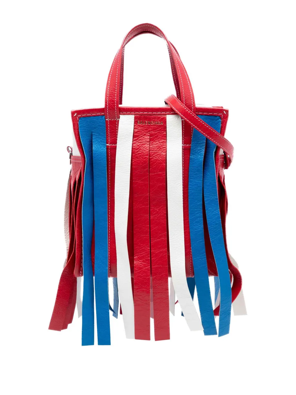 Balenciaga Pre-Owned 2018 XS Lambskin Fringe Bazar Shopper satchel - Rosso