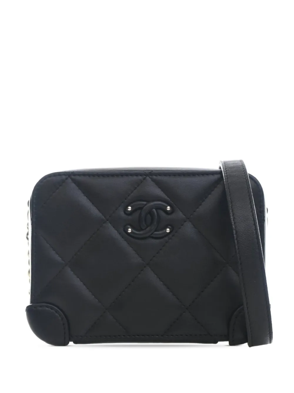 CHANEL Pre-Owned 2019 Mini Quilted Lambskin Covered CC Camera Bag crossbody bag - Nero