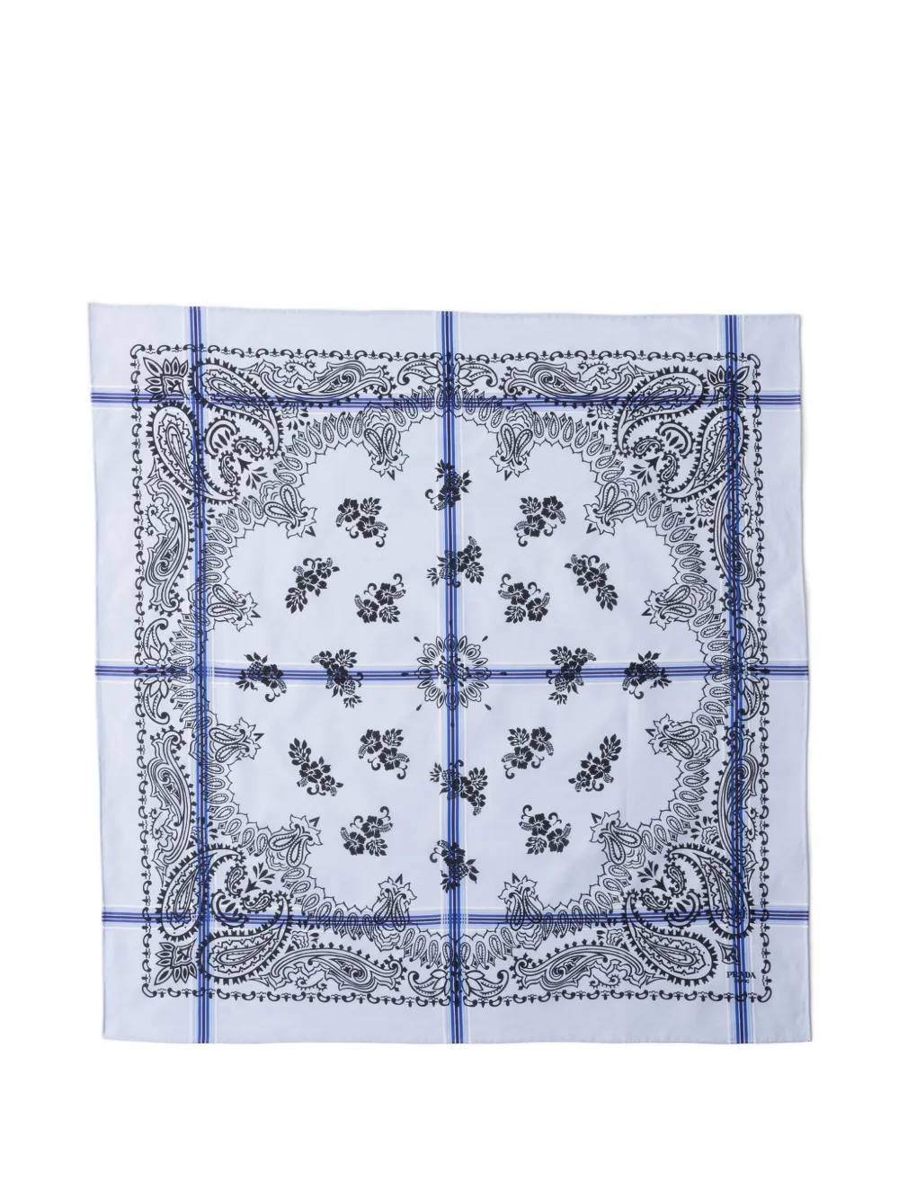  Prada Pañuelo 65 De Algodón Estampado - Azul 