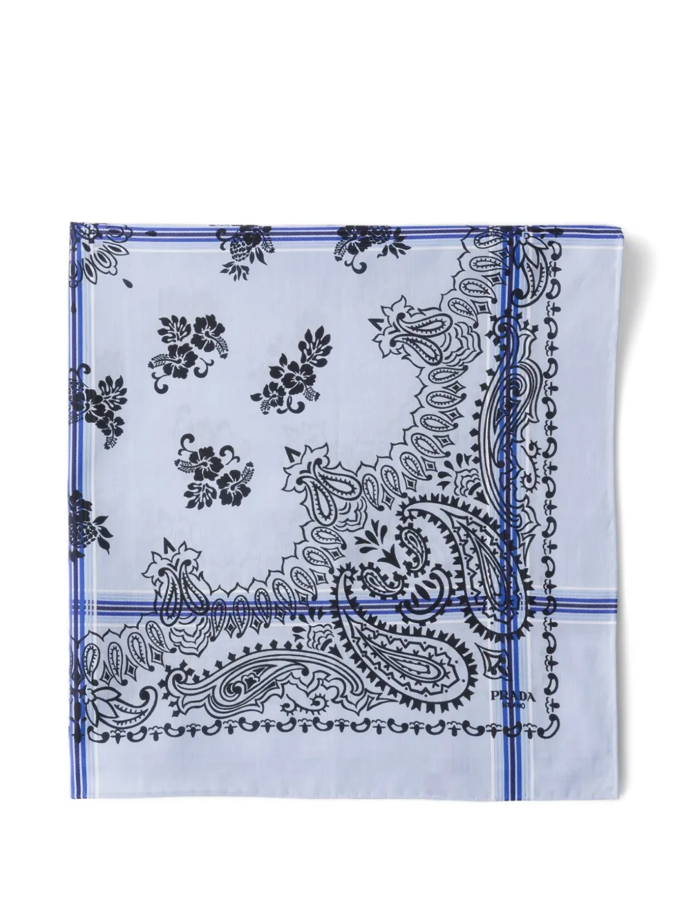 Prada Foulard in cotone con stampa 65 - Blu