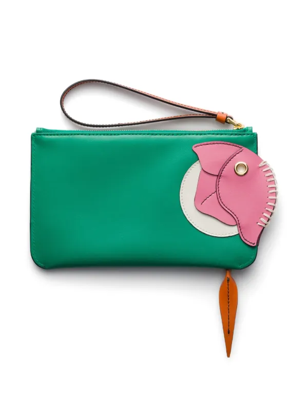 Prada レザークラッチバッグ | グリーン | FARFETCH JP