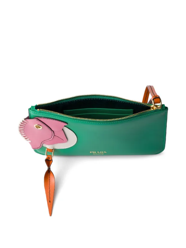 PRADA ウィッカー レザー クラッチバッグ Prada レザークラッチバッグ | グリーン | FARFETCH JP