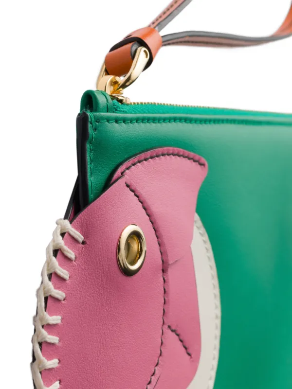 Prada レザークラッチバッグ | グリーン | FARFETCH JP