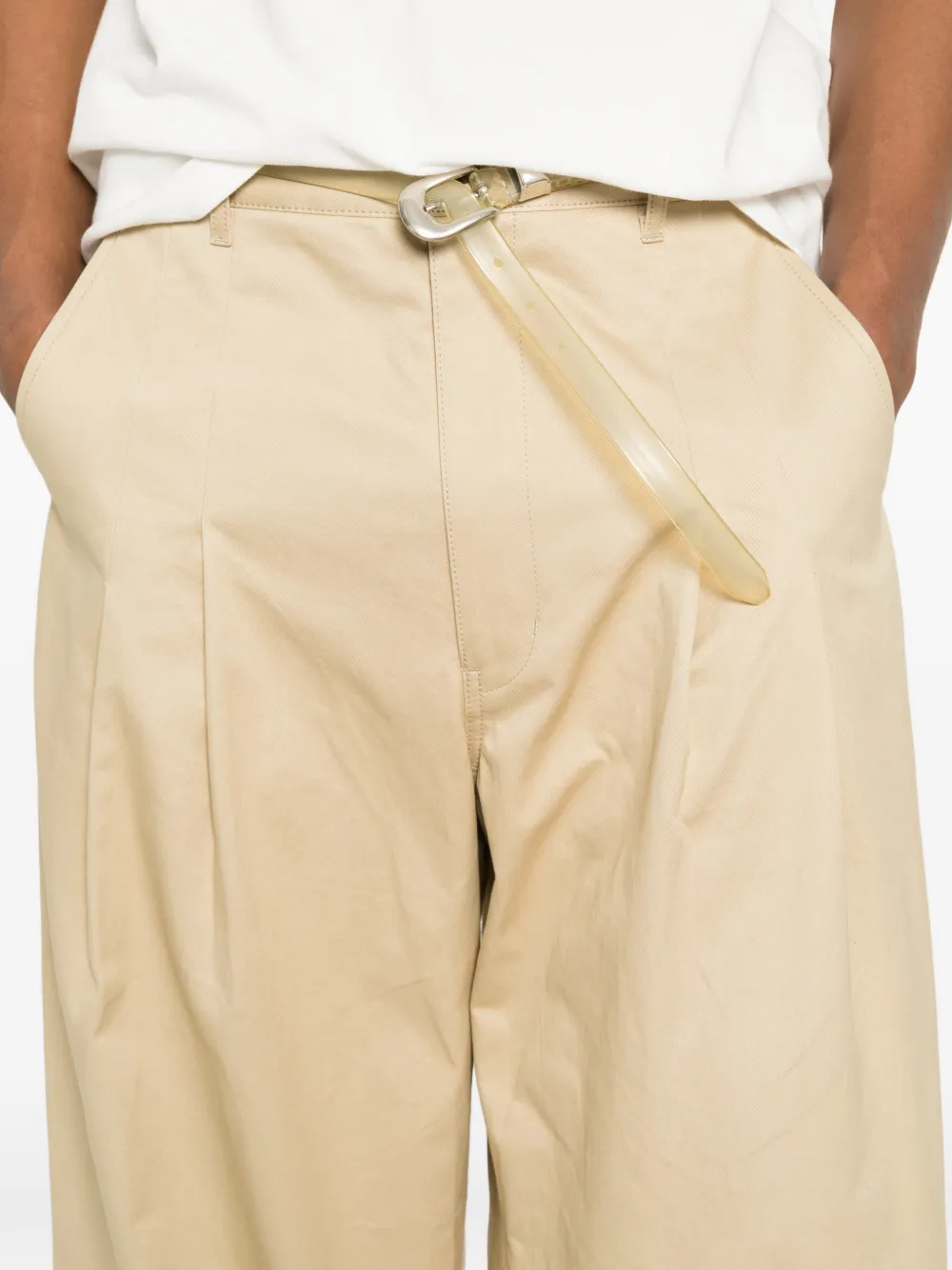 Comme des Garçons Homme Plooibroek met wijde pijpen Beige