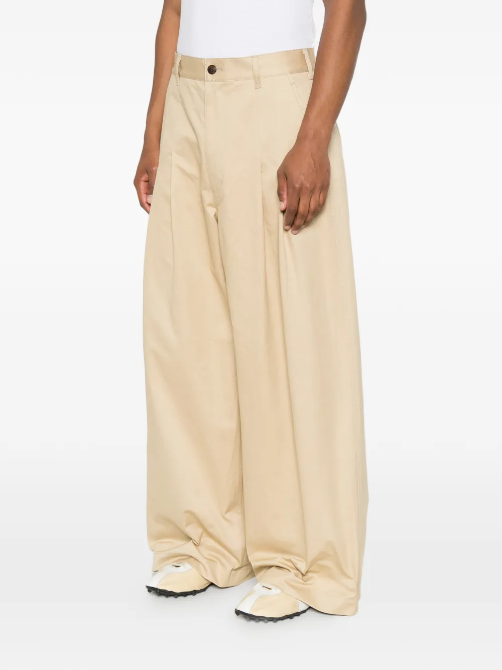 Comme des Garçons Homme Plooibroek met wijde pijpen Beige