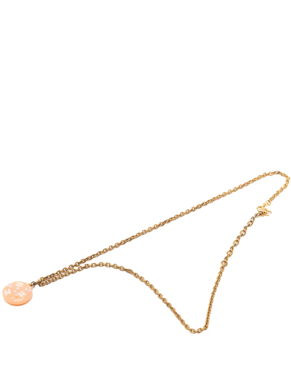 CHANEL Pre-Owned 2003 Resin CC Faux Pearl Pendant Necklace costume necklace - Oro