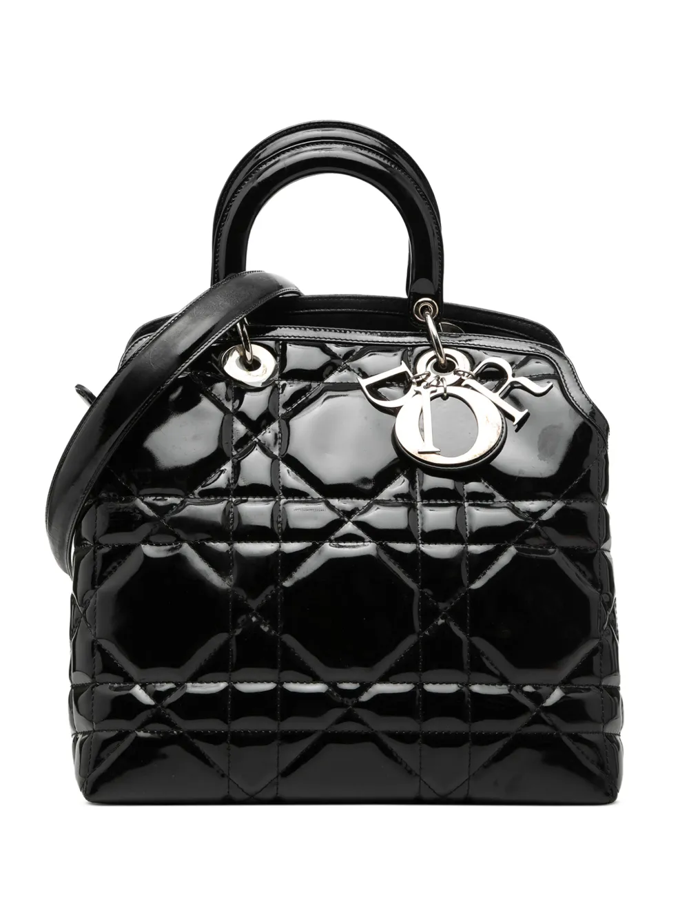 Christian Dior Pre-Owned 2010 Medium Patent Cannage Polochon Granville satchel - Schwarz