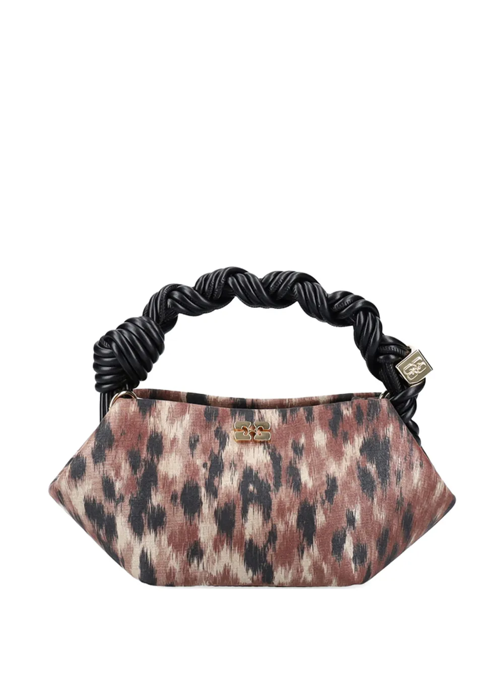 GANNI mini Bou braided-handle tote bag - Marrone