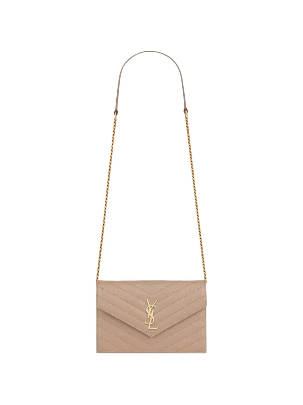 Saint Laurent Cassandre grain de poudre clutch bag - Nude